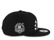Load image into Gallery viewer, San Diego Padres New Era MLB 9FIFTY 950 Snapback Cap Hat Black Crown/Visor White 1969 Major League Baseball Logo 40th Anniversary Side Patch Gray UV
