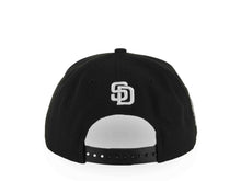 Load image into Gallery viewer, San Diego Padres New Era MLB 9FORTY 940 Adjustable A-Frame Cap Hat Black Crown/Visor White Surfing Logo 1998 World Series Side Patch Gray UV

