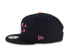 Load image into Gallery viewer, San Diego Padres New Era MLB 9FIFTY 950 Snapback Cap Hat Navy Blue Crown/Visor White Logo With Hot Pink Cherry Blossoms 1998 World Series Side Patch
