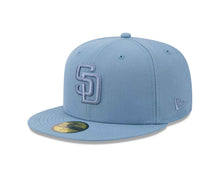 Load image into Gallery viewer, San Diego Padres New Era MLB 59FIFTY 5950 Fitted Cap Hat Blue Crown/Visor Blue Logo Gray UV (Color Pack)
