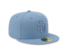 Load image into Gallery viewer, San Diego Padres New Era MLB 59FIFTY 5950 Fitted Cap Hat Blue Crown/Visor Blue Logo Gray UV (Color Pack)
