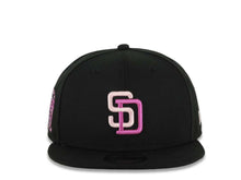 Load image into Gallery viewer, San Diego Padres New Era MLB 9FIFTY 950 Snapback Cap Hat Black Crown/Visor Pink/Purple Logo 25th Anniversary Side Patch Gray UV

