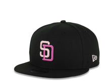 Load image into Gallery viewer, San Diego Padres New Era MLB 9FIFTY 950 Snapback Cap Hat Black Crown/Visor Pink/Purple Logo 25th Anniversary Side Patch Gray UV
