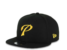 Load image into Gallery viewer, San Diego Padres New Era MLB 9FIFTY 950 Snapback Cap Hat Black Crown/Visor Yellow P Logo 40th Anniversary Side Patch Gray UV
