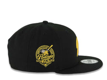 Load image into Gallery viewer, San Diego Padres New Era MLB 9FIFTY 950 Snapback Cap Hat Black Crown/Visor Yellow P Logo 40th Anniversary Side Patch Gray UV
