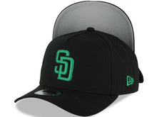 Load image into Gallery viewer, San Diego Padres New Era MLB 9FORTY 940 Adjustable A-Frame Cap Hat Black Crown/Visor Green Logo Gray UV
