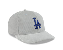 Load image into Gallery viewer, (Corduroy) Los Angeles Dodgers New Era MLB 59FIFTY 5950 Fitted Cap Hat Gray Crown/Visor Royal Blue Logo Gray UV
