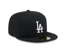 Load image into Gallery viewer, Los Angeles Dodgers New Era MLB 59FIFTY 5950 Fitted Cap Hat Black Crown/Visor White/Black Rhinestone Logo Gray UV
