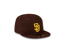 Load image into Gallery viewer, (Infant) San Diego Padres New Era MLB 59FIFTY 5950 Fitted Cap Hat Team Color Dark Brown Crown/Visor Yellow Logo Dark Brown UV (My 1st First)
