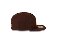 Load image into Gallery viewer, (Infant) San Diego Padres New Era MLB 59FIFTY 5950 Fitted Cap Hat Team Color Dark Brown Crown/Visor Yellow Logo Dark Brown UV (My 1st First)
