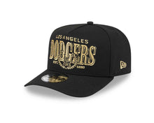 Load image into Gallery viewer, Los Angeles Dodgers New Era MLB 9FIFTY 950 Snapback A-Frame Cap Hat Black Crown/Visor Gold/Black Script Logo Gray UV
