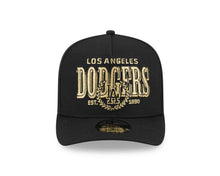 Load image into Gallery viewer, Los Angeles Dodgers New Era MLB 9FIFTY 950 Snapback A-Frame Cap Hat Black Crown/Visor Gold/Black Script Logo Gray UV
