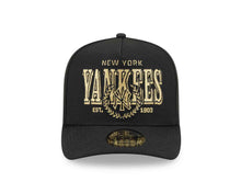 Load image into Gallery viewer, New York Yankees New Era MLB 9FIFTY 950 Snapback A-Frame Cap Hat Black Crown/Visor Gold/Black Script Logo Gray UV
