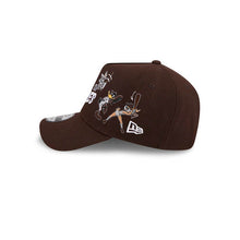 Load image into Gallery viewer, San Diego Padres New Era MLB 9FORTY 940 Adjustable A-Frame Cap Hat Dark Brown Crown/Visor White Script Logo Diamond Side Patch (Looney Tunes)

