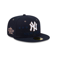 Load image into Gallery viewer, New York Yankees New Era MLB 59FIFTY 5950 Fitted Cap Hat Navy Blue Crown/Visor White/Metallic Brown Logo 2026 All-Star Game Side Patch
