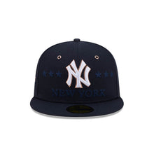 Load image into Gallery viewer, New York Yankees New Era MLB 59FIFTY 5950 Fitted Cap Hat Navy Blue Crown/Visor White/Metallic Brown Logo 2026 All-Star Game Side Patch
