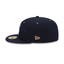 Load image into Gallery viewer, New York Yankees New Era MLB 59FIFTY 5950 Fitted Cap Hat Navy Blue Crown/Visor White/Metallic Brown Logo 2026 All-Star Game Side Patch
