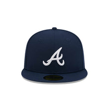 Load image into Gallery viewer, Atlanta Braves New Era MLB 59FIFTY 5950 Fitted Cap Hat Navy Blue Crown/Visor White Logo Gray UV

