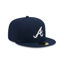 Load image into Gallery viewer, Atlanta Braves New Era MLB 59FIFTY 5950 Fitted Cap Hat Navy Blue Crown/Visor White Logo Gray UV
