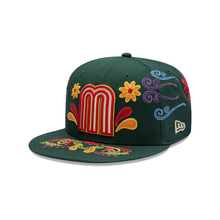 Load image into Gallery viewer, Mexico New Era 59FIFTY 5950 Fitted Cap Hat Dark Green Crown/Visor Red/White/Yellow Logo (Latin Heritage)
