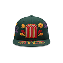 Load image into Gallery viewer, Mexico New Era 59FIFTY 5950 Fitted Cap Hat Dark Green Crown/Visor Red/White/Yellow Logo (Latin Heritage)
