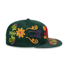 Load image into Gallery viewer, Mexico New Era 59FIFTY 5950 Fitted Cap Hat Dark Green Crown/Visor Red/White/Yellow Logo (Latin Heritage)
