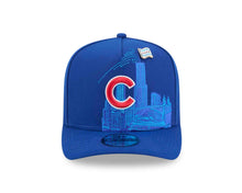 Load image into Gallery viewer, Chicago Cubs New Era MLB 9FIFTY 950 Snapback A-Frame Cap Hat Royal Blue Crown/Visor Red/White Logo With Landmark Gray UV
