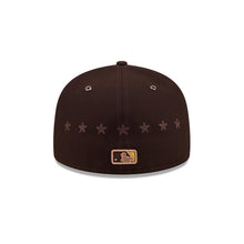 Load image into Gallery viewer, San Diego Padres New Era MLB 59Fifty 5950 Fitted Cap Hat Dark Brown Crown/Visor Yellow/Brown Logo 2026 All Star Game Sidepatch
