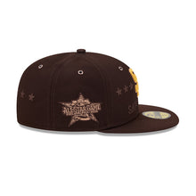 Load image into Gallery viewer, San Diego Padres New Era MLB 59Fifty 5950 Fitted Cap Hat Dark Brown Crown/Visor Yellow/Brown Logo 2026 All Star Game Sidepatch
