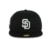 Load image into Gallery viewer, San Diego Padres New Era MLB 59FIFTY 5950 Fitted Cap Hat Black Crown/Visor White Logo 40th Anniversary Side Patch Gray UV
