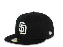 Load image into Gallery viewer, San Diego Padres New Era MLB 59FIFTY 5950 Fitted Cap Hat Black Crown/Visor White Logo 40th Anniversary Side Patch Gray UV
