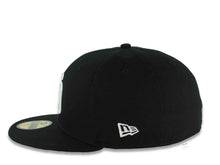 Load image into Gallery viewer, San Diego Padres New Era MLB 59FIFTY 5950 Fitted Cap Hat Black Crown/Visor White Logo 40th Anniversary Side Patch Gray UV
