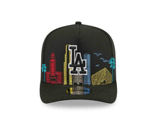 Load image into Gallery viewer, Los Angeles Dodgers New Era MLB 9FIFTY 950 Snapback A-Frame Cap Hat Black Crown/Visor Black/White Logo With Skyline Gray UV 
