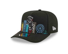Load image into Gallery viewer, Chicago White Sox New Era MLB 9FIFTY 950 Snapback A-Frame Cap Hat Black Crown/Visor Black/White Logo With Skyline Gray UV 
