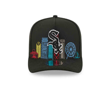 Load image into Gallery viewer, Chicago White Sox New Era MLB 9FIFTY 950 Snapback A-Frame Cap Hat Black Crown/Visor Black/White Logo With Skyline Gray UV 
