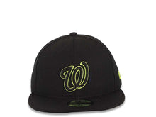 Load image into Gallery viewer, Washington Nationals New Era MLB 59FIFTY 5950 Fitted Cap Hat Black Crown/Visor Black/Neon Yellow Logo
