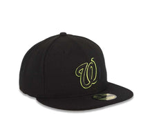 Load image into Gallery viewer, Washington Nationals New Era MLB 59FIFTY 5950 Fitted Cap Hat Black Crown/Visor Black/Neon Yellow Logo
