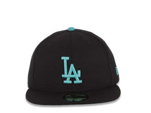 Load image into Gallery viewer, Los Angeles Dodgers New Era MLB 59FIFTY 5950 Fitted Cap Hat Black Crown/Visor Aqua Logo Aqua UV
