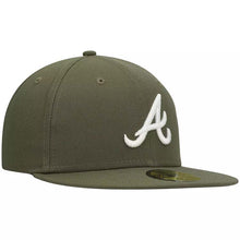 Load image into Gallery viewer, Atlanta Braves New Era  MLB 59FIFTY 5950 Fitted Cap Hat Olive Green Crown/Visor White Logo
