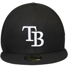 Load image into Gallery viewer, Tampa Bay Rays New Era MLB 59FIFTY 5950 Fitted Cap Hat Black Crown/Visor White Logo
