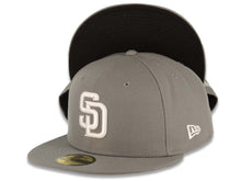 Load image into Gallery viewer, San Diego Padres New Era MLB 59FIFTY 5950 Fitted Cap Hat Gray Crown/Visor White Logo Black UV

