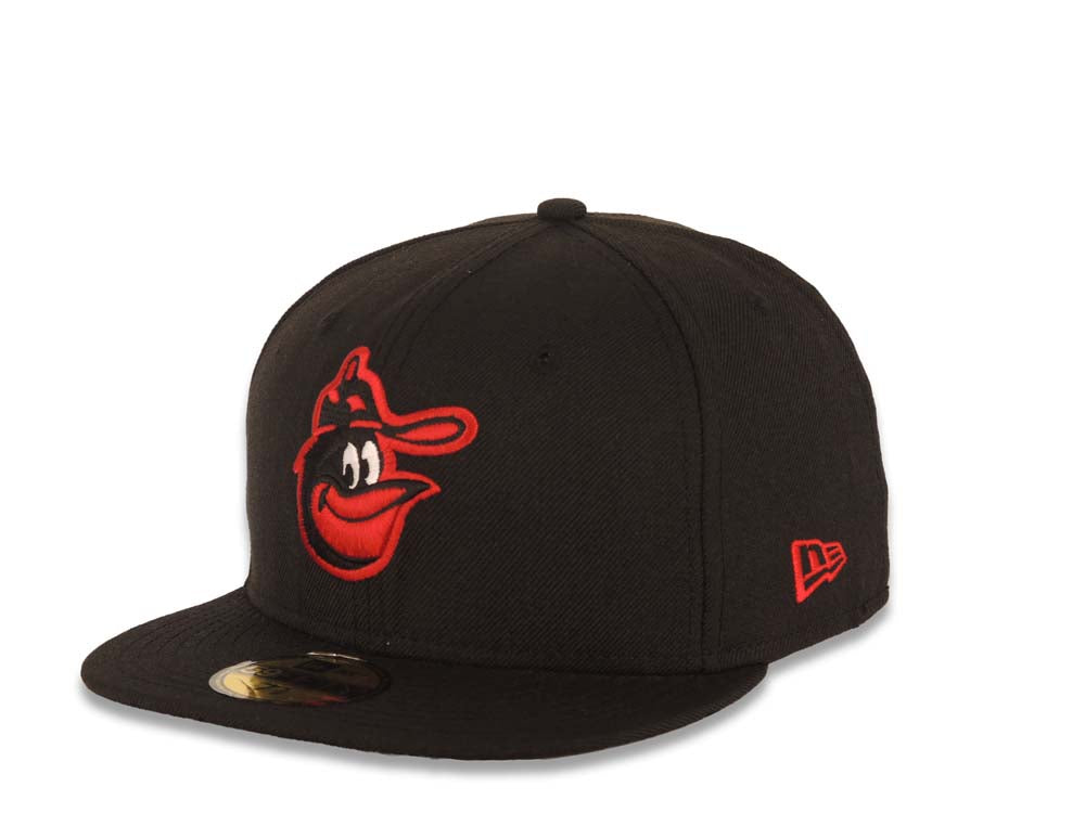 Baltimore Orioles New Era MLB 59FIFTY 5950 Fitted Cap Hat Black Crown/Visor Red/Black/White Logo