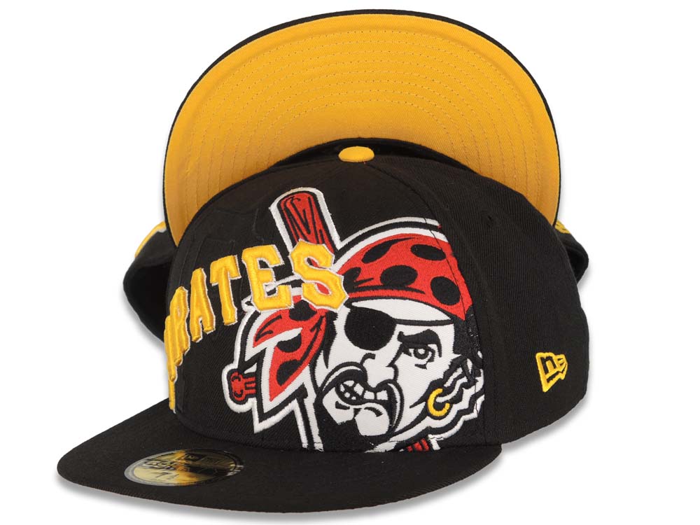 Pittsburgh Pirates New Era MLB 59FIFTY 5950 Fitted Cap Hat Black Crown/Visor Team Color Logo (3 Count)