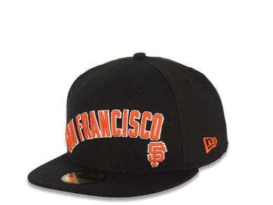 San Francisco Giants New Era MLB 59FIFTY 5950 Fitted Cap Hat Black Crown/Visor Orange/White Script/Text Logo