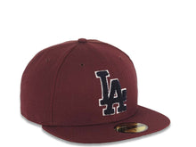 Load image into Gallery viewer, Los Angeles Dodgers New Era MLB 59FIFTY 5950 Fitted Cap Hat Maroon Crown/Visor Black/White Logo (Chenille)
