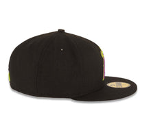 Load image into Gallery viewer, Los Angeles Anaheim Angels New Era MLB 59FIFTY 5950 Fitted Cap Hat Black Crown/Visor Neon Orange/Magenta/Lime Green Halo Logo 
