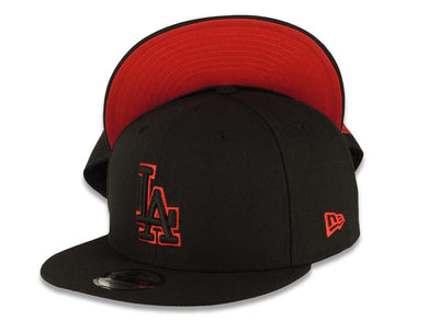 Los Angeles Dodgers New Era MLB 9FIFTY 950 Snapback Cap Hat Black Crown/Visor Black/Red Logo Red UV
