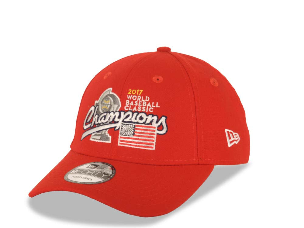 USA WBC New Era 9FORTY 940 Adjustable Cap Hat Red Crown/Visor Team