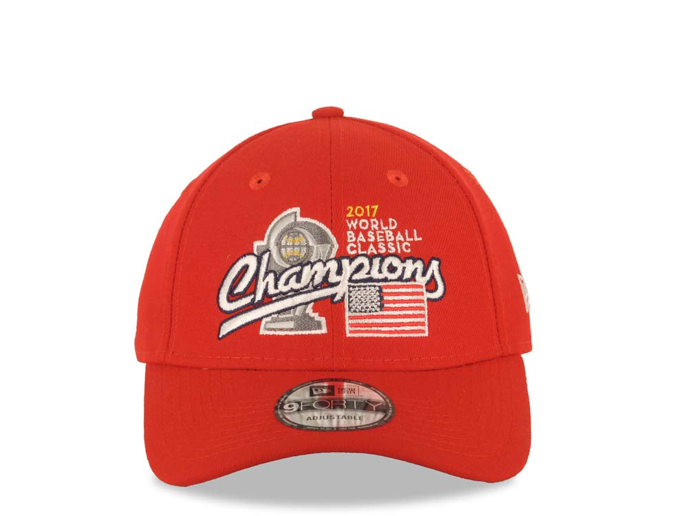 USA WBC New Era 9FORTY 940 Adjustable Cap Hat Red Crown/Visor Team