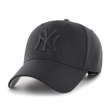 Load image into Gallery viewer, New York Yankees &#39;47 Brand MLB MVP Adjustable Cap Hat Black Crown/Visor Black Logo
